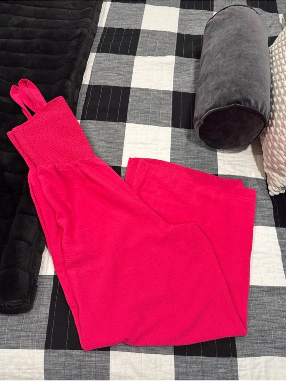 Amazon Hot Pink Knit Sleeveless Jumpsuit